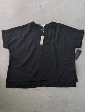 Korye Black V-Neck Top- 1X